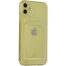 HappyCase  iPhone 11 Kılıf Şeffaf Kartlıklı Silikon Kılıf Kapak- Şeffaf