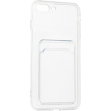 HappyCase  iPhone 7 Plus Kılıf Şeffaf Kartlıklı Silikon Kılıf Kapak- Şeffaf