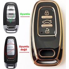 Skilit Samsun Oto Kilit Audi A4 A5 A6 A7 A8 Q5 Q7 2008-2016 Smart Siyah Anahtar Kumanda Kabı Kılıfı Oto Anahtarlık