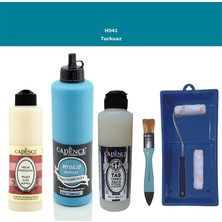 Cadence Banyo Mutfak -  Multi H - 041 Turkuaz 500 ml Parlak Yüzey Ast 250 ml Taş Vernik Mat 250 ml  Saten Rulo Set