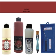 Cadence Banyo Mutfak -  Multi H - 096 Mercan 500 ml Parlak Yüzey Ast 250 ml Taş Vernik Mat 250 ml  Saten Rulo Set