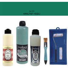Cadence Banyo Mutfak -  Multi H - 111 Kraliyet Yeşili 500 ml Parlak Yüzey Ast 250 ml Taş Vernik Mat 250 ml  Saten Rulo Set