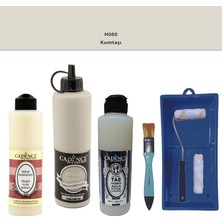 Cadence Banyo Mutfak -  Multi H - 080 Kumtaşı 500 ml Parlak Yüzey Ast 250 ml Taş Vernik Mat 250 ml  Saten Rulo Set
