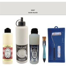 Cadence Banyo Mutfak -  Multi H - 087 Antik Kemik 500 ml Parlak Yüzey Ast 250 ml Taş Vernik Mat 250 ml  Saten Rulo Set