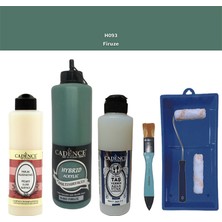 Cadence Banyo Mutfak -  Multi H - 093 Firuze 500 ml Parlak Yüzey Ast 250 ml Taş Vernik Mat 250 ml  Saten Rulo Set