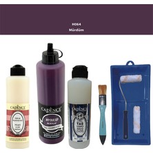 Cadence Banyo Mutfak -  Multi H - 064 Mürdüm 500 ml Parlak Yüzey Ast 250 ml Taş Vernik Mat 250 ml  Saten Rulo Set