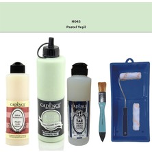 Cadence Banyo Mutfak -  Multi H - 045 Pastel Yeşil 500 ml Parlak Yüzey Ast 250 ml Taş Vernik Mat 250 ml  Saten Rulo Set