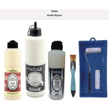 Cadence Banyo Mutfak -  Multi H - 004 Antik Beyaz 500 ml Parlak Yüzey Ast 250 ml Taş Vernik Mat 250 ml  Saten Rulo Set