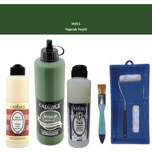 Cadence Banyo Mutfak -  Multi H - 051 Yaprak Yeşil 500 ml Parlak Yüzey Ast 250 ml Taş Vernik Mat 250 ml  Saten Rulo Set