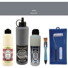 Cadence Banyo Mutfak -  Multi H - 090 Koyu gr i 500 ml Parlak Yüzey Ast 250 ml Taş Vernik Mat 250 ml  Saten Rulo Set