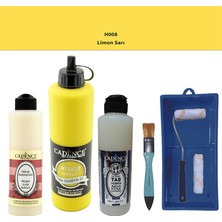 Cadence Banyo Mutfak -  Multi H - 008 Limon Sarı 500 ml Parlak Yüzey Ast 250 ml Taş Vernik Mat 250 ml  Saten Rulo Set