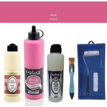 Cadence Banyo Mutfak -  Multi H - 025 Fuşya 500 ml Parlak Yüzey Ast 250 ml Taş Vernik Mat 250 ml  Saten Rulo Set