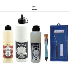 Cadence Banyo Mutfak -  Multi H - 001 Beyaz 500 ml Parlak Yüzey Ast 250 ml Taş Vernik Mat 250 ml  Saten Rulo Set