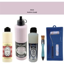 Cadence Banyo Mutfak -  Multi H - 026 Kaktus Çiçeği 500 ml Parlak Yüzey Ast 250 ml Taş Vernik Mat 250 ml  Saten Rulo Set