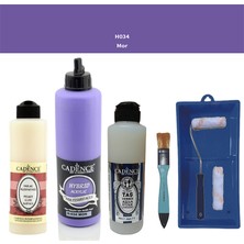 Cadence Banyo Mutfak -  Multi H - 034 Mor 500 ml Parlak Yüzey Ast 250 ml Taş Vernik Mat 250 ml  Saten Rulo Set