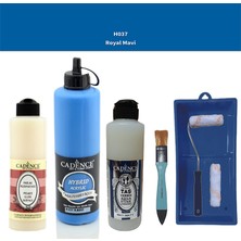 Cadence Banyo Mutfak -  Multi H - 037 R mavi 500 ml Parlak Yüzey Ast 250 ml Taş Vernik Mat 250 ml  Saten Rulo Set