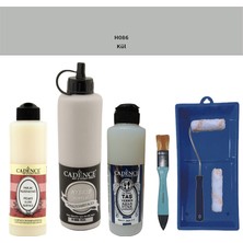 Cadence Banyo Mutfak -  Multi H - 086 Kül 500 ml Parlak Yüzey Ast 250 ml Taş Vernik Mat 250 ml  Saten Rulo Set
