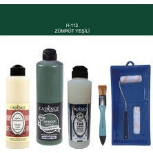 Cadence Banyo Mutfak -  Multi H - 113 Zümrüt Yeşili 500 ml Parlak Yüzey Ast 250 ml Taş Vernik Mat 250 ml  Saten Rulo Set