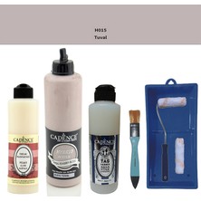 Cadence Banyo Mutfak -  Multi H - 015 Tuval 500 ml Parlak Yüzey Ast 250 ml Taş Vernik Mat 250 ml  Saten Rulo Set