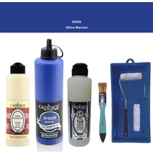 Cadence Banyo Mutfak -  Multi H - 038 Ultramarine 500 ml Parlak Yüzey Ast 250 ml Taş Vernik Mat 250 ml  Saten Rulo Set