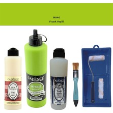 Cadence Banyo Mutfak -  Multi H - 046 Fıstık Yeşil 500 ml Parlak Yüzey Ast 250 ml Taş Vernik Mat 250 ml  Saten Rulo Set