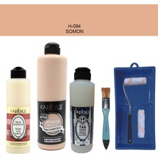 Cadence Banyo Mutfak -  Multi H - 094 Somon 500 ml Parlak Yüzey Ast 250 ml Taş Vernik Mat 250 ml  Saten Rulo Set