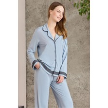Pierre Cardin 2200 Kadın Uzun Kollu Gömlek Pijama Takımı-Mist