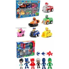 Tuka Shopping Paw Patrol 6 Karakter ve Araçları Pj Masks Pijamaskeliler 10'lu Figür Oyuncak Set - Tuka