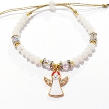 Funny Takı Beyaz Kristal Boncuklu Parlak Taşlı Beyaz Mineli Melek Yılbaşı Bileklik