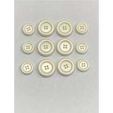 Karan Tuhafiye Italyan Kaban Mont Trençkot Düğmesi Takımı / Krem Sedef Boyalı