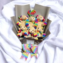 Laynear Renkli Düşler Hediye Çiçek Peluş Ayıcık Buketi