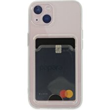 HappyCase  iPhone 14 Kılıf Şeffaf Kartlıklı Silikon Kılıf Kapak- Şeffaf