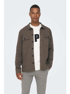 Only & Sons Erkek Onsnewkodyl Çift Cep Detaylı Uzun Kol Gömlek 22021279 Kahverengi