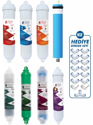 Piksel Aqua Su Arıtma Cihazı için 12 Aşamalı 8 Filtre Seti - Uzun Süreli ve Etkili Filtrasyon