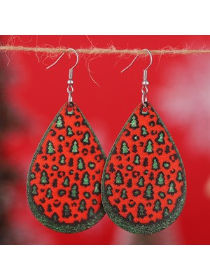 Babmu Noel Ağacı Ters Çevrilebilir Pu Deri Noel Küpe (Yurt Dışından)