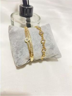 Bers Aksesuar Kadın Altın Kaplama Orijinal Faturalı Kombin Bileklik Seti