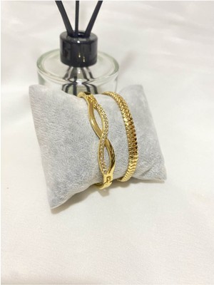 Bers Aksesuar Kadın Altın Kaplama Orijinal Faturalı Kombin Bileklik Seti