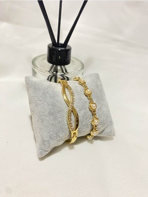 Bers Aksesuar Kadın Altın Kaplama Orijinal Faturalı Kombin Bileklik Seti