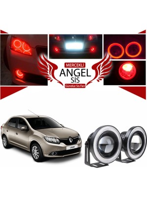 Dacia Logan Uyumlu, Universal Mercekli LED Angel Sis Farı, 76MM Kırmızı Renk