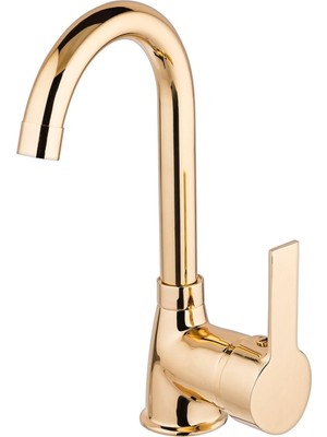 Kca Armatür Kca Ful Gold Altın Banyo Lavabo Bataryası Musluğu Çeşmesi Çift Su Girişli