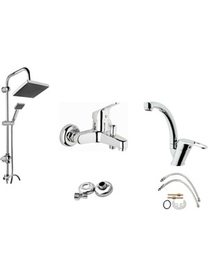 Kca Armatür Ecsa Robot Duş Seti- Banyo Bataryası -Lavabo Bataryası Musluğu 3'lü Set