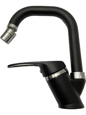 Kca Armatür Kca Siyah Krom Oynar Başlıklı Lüx Banyo Lavabo Bataryası Çeşmesi Musluğu