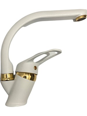 Kca Armatür Kca Beyaz Gold Banyo Lavabo Bataryası Musluğu Çeşmesi