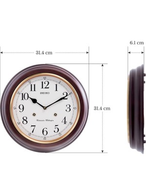 Seiko Clocks Seiko Clock QXH202Z Ahşap Müzikli Çift Zilli Duvar Saati