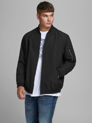 Jack & Jones Büyük Beden Siyah Erkek Bomber Ceket 12173990