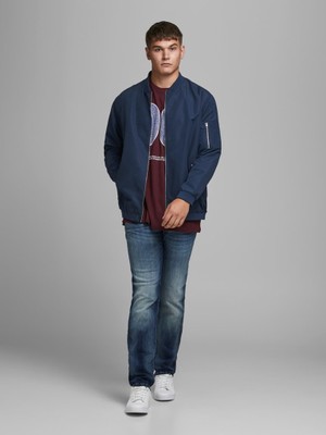 Jack & Jones Büyük Beden Lacivert Erkek Bomber Ceket 12173990