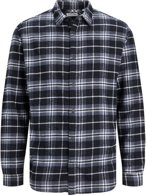 Jack & Jones Büyük Beden Siyah-Gri Erkek Gömlek 12245376