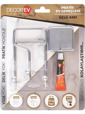 Decorev DC-543 Dekoratif Banyo Mutfak Üçlü Havlu Askısı