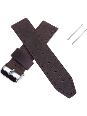 Fado Fossil Uyumlu Hakiki  Deri Saat Kordonu   22  mm Kahverengi