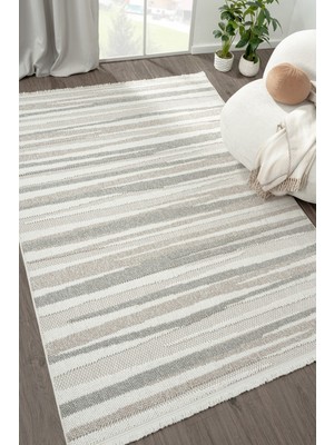 Eliz Home Krem Bej Gri Yumuşak Dokulu Halı Kilim Salon Mutfak Koridor Yolluk Dokuma Makine Halısı 005